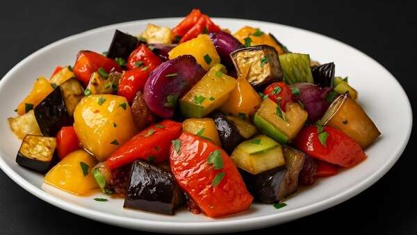 طبق طعام بسيط بألوان طبيعية وخضار